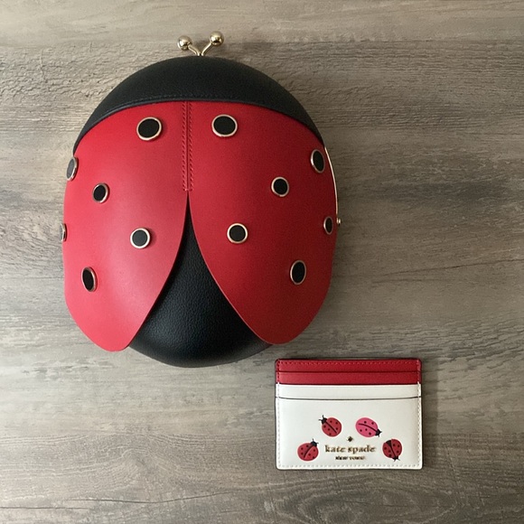 Kate Spade Ladybug 3D Crossbody and Dottie Small Slim Ladybug Card Holder - Picture 1 of 12